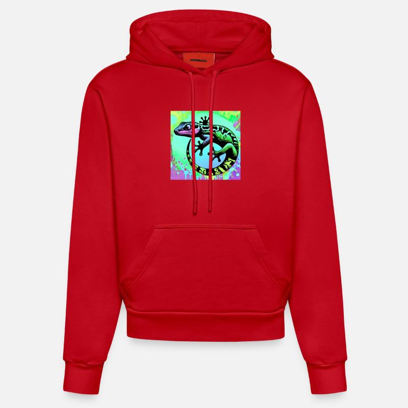Gecko - Sweat à capuche bio ajusté fabriqué en UE - rouge