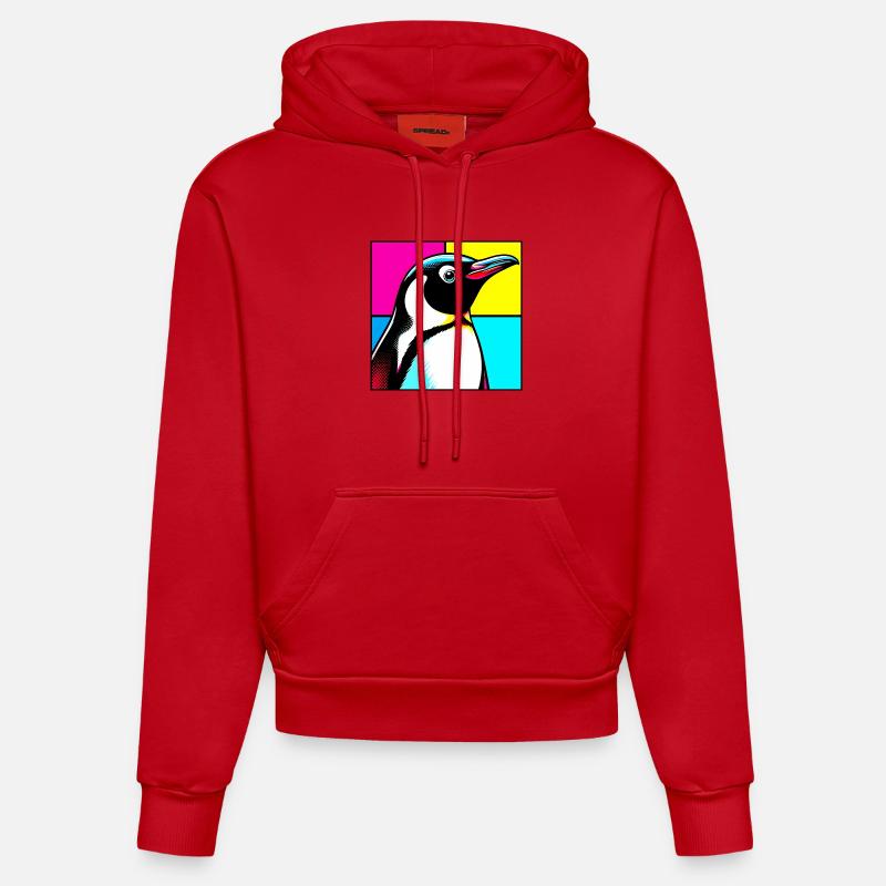 pingouin - Sweat à capuche bio ajusté fabriqué en UE - rouge