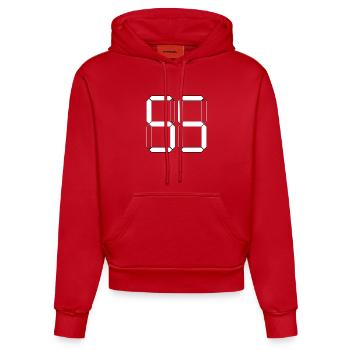 NUMBER 55 Fifty-Five Gift Digital - Organic Fitted Hoodie Made in EU - red - Front