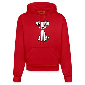 Whippet Hund Comic Niedlich - Organic Fitted Hoodie Made in EU - Rot - Vorne