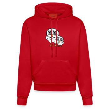 2 Owls Dad Mom Child Baby Family Mother Father - Organic Fitted Hoodie Made in EU - red - Front