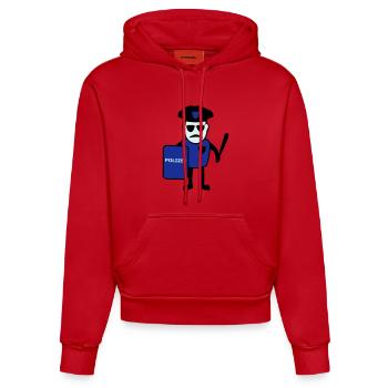 Polizist mit Schlagstock - Organic Fitted Hoodie Made in EU - red - Front