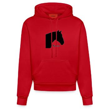 Kaltblut schwarz - Organic Fitted Hoodie Made in EU - Rot - Vorne