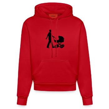 vater kind kinderwagen - Organic Fitted Hoodie Made in EU - Rot - Vorne