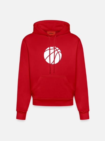 Basketball logo white - Organic Fitted Hoodie Made in EU - red
