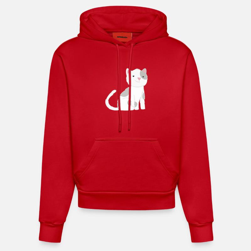 Chat Chats - Sweat à capuche bio ajusté fabriqué en UE - rouge