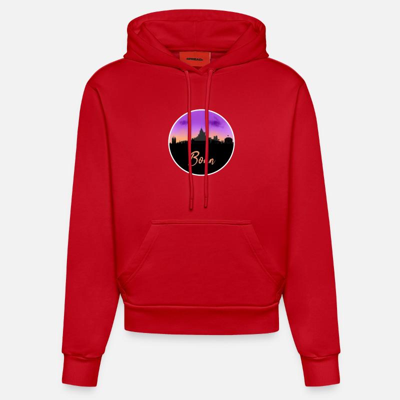 Bonn Fine Skyline - Sweat à capuche bio ajusté fabriqué en UE - rouge