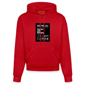Human with Epilepsy - Organic Fitted Hoodie Made in EU - Rot - Vorne