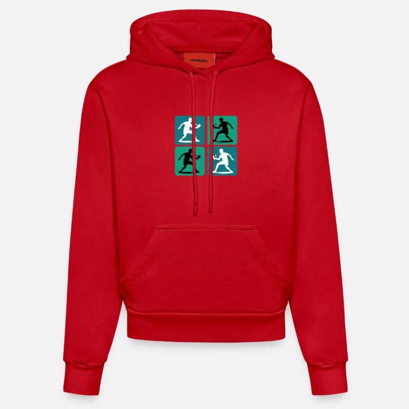 Design de tennis de table - Sweat à capuche bio ajusté fabriqué en UE - rouge