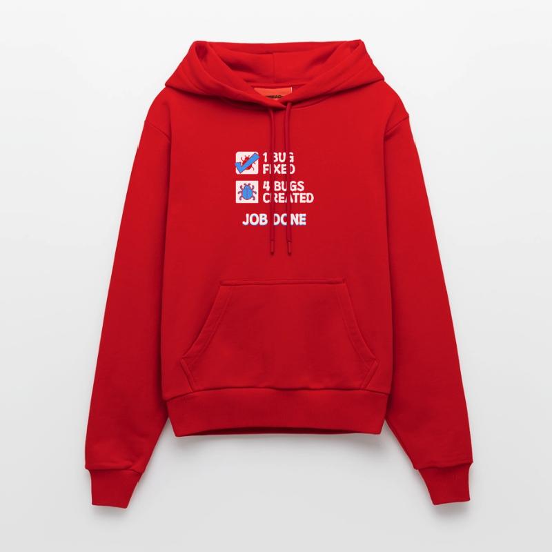 Bugfixing Developer Bugs Code Statement Informatik Organic Fitted Hoodie Made in EU