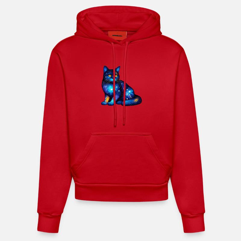 Chat - Sweat à capuche bio ajusté fabriqué en UE - rouge