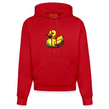 Ente Ente Ente Ente Ente - Organic Fitted Hoodie Made in EU - Rot - Vorne