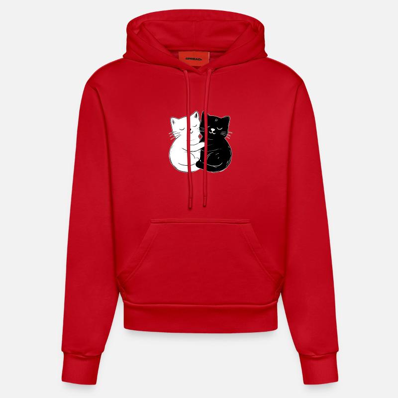 Chats mignons – simples et élégants - Sweat à capuche bio ajusté fabriqué en UE - rouge