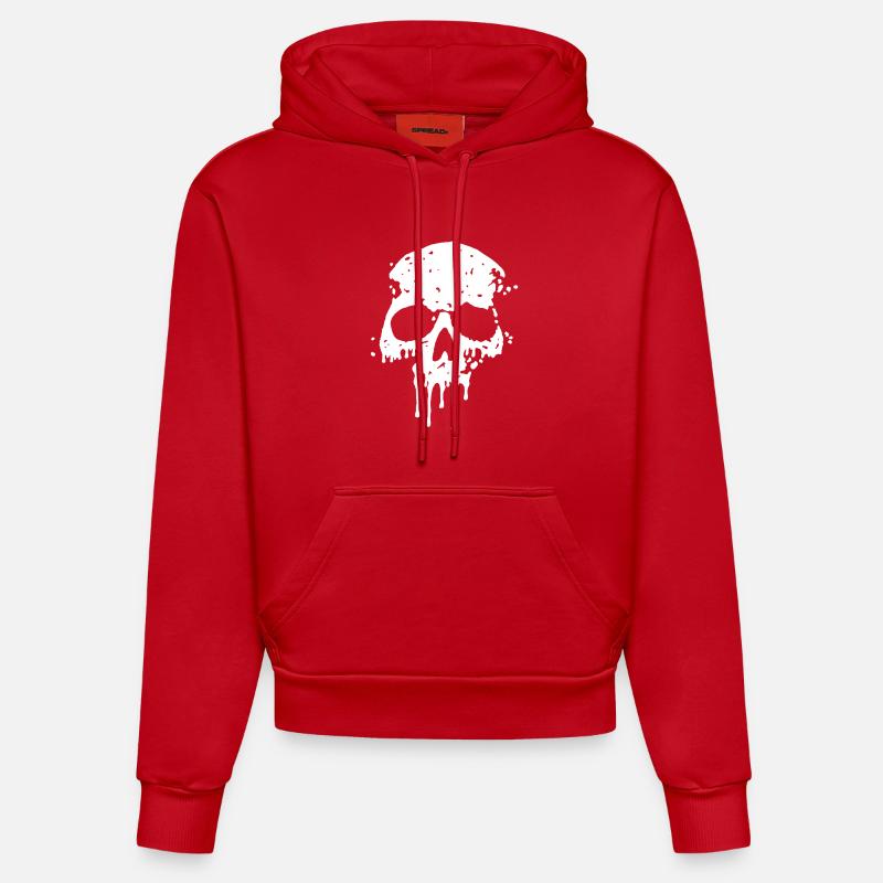 Crâne graffiti - Sweat à capuche bio ajusté fabriqué en UE - rouge