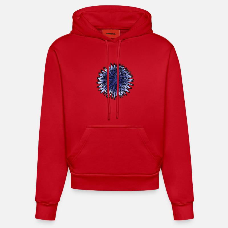 Fleur de chardon bleu - Sweat à capuche bio ajusté fabriqué en UE - rouge