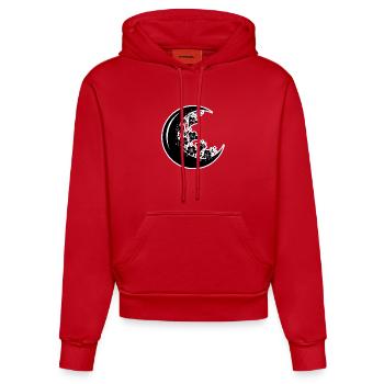 Floral Moon Phase Illustration - Organic Fitted Hoodie Made in EU - red - Front