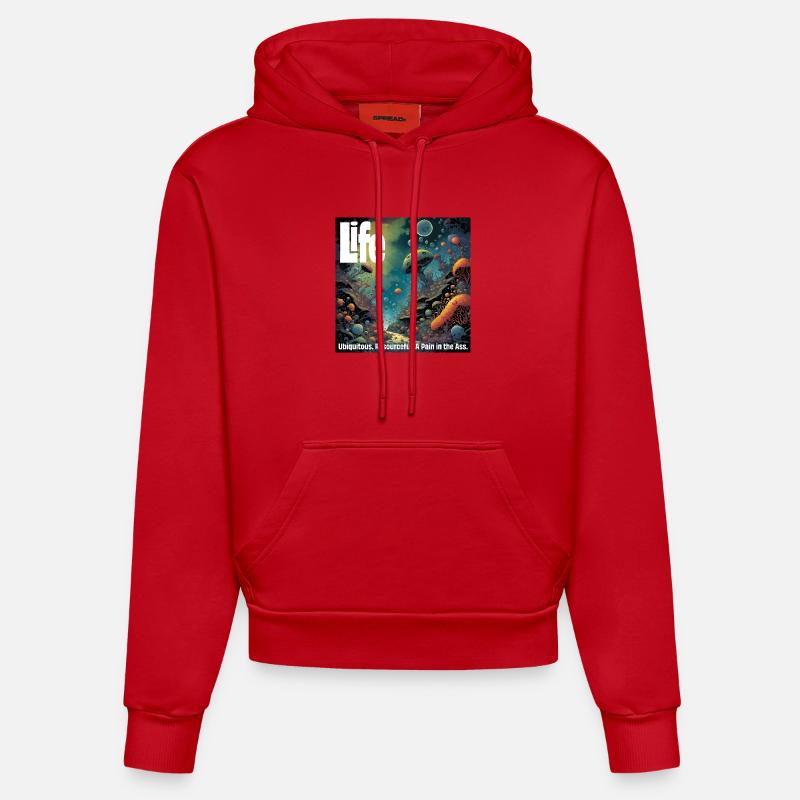 La vie, elle est partout - Sweat à capuche bio ajusté fabriqué en UE - rouge