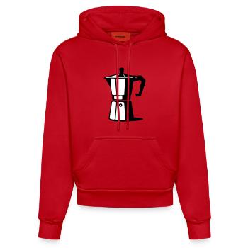 Espresso Kanne  - Organic Fitted Hoodie Made in EU - Rot - Vorne