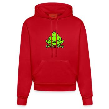 Frosch Kröte lächelt lustig Comic glücklich süß - Organic Fitted Hoodie Made in EU - Rot - Vorne