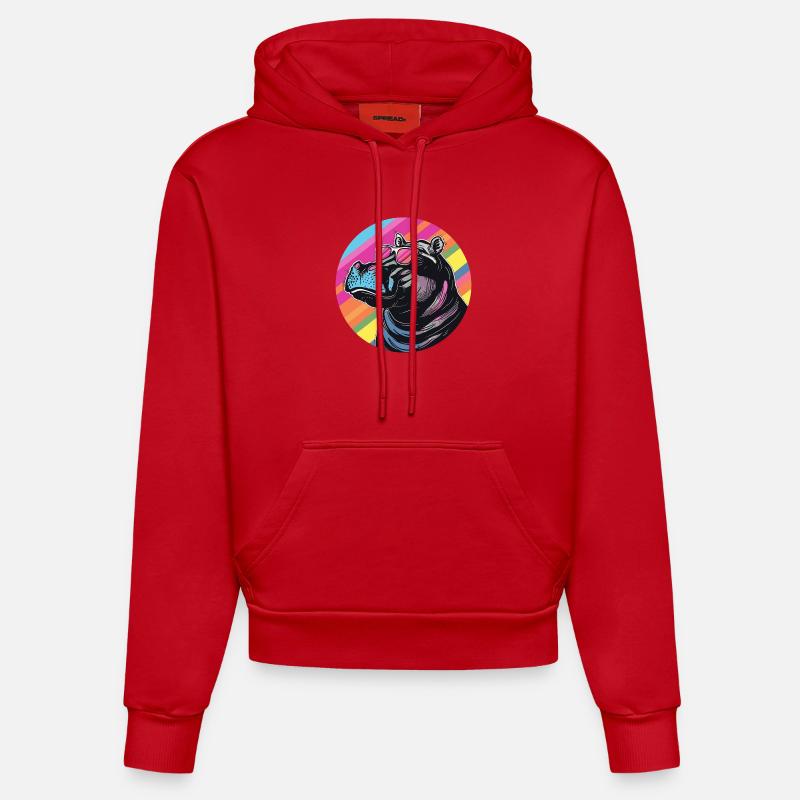 Lunettes de soleil Hippo Popart - Sweat à capuche bio ajusté fabriqué en UE - rouge