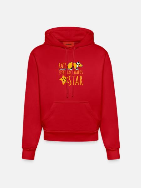 Rats Spelt Backwards Is Star Lustiger Ratte Spruch - Organic Fitted Hoodie Made in EU - red