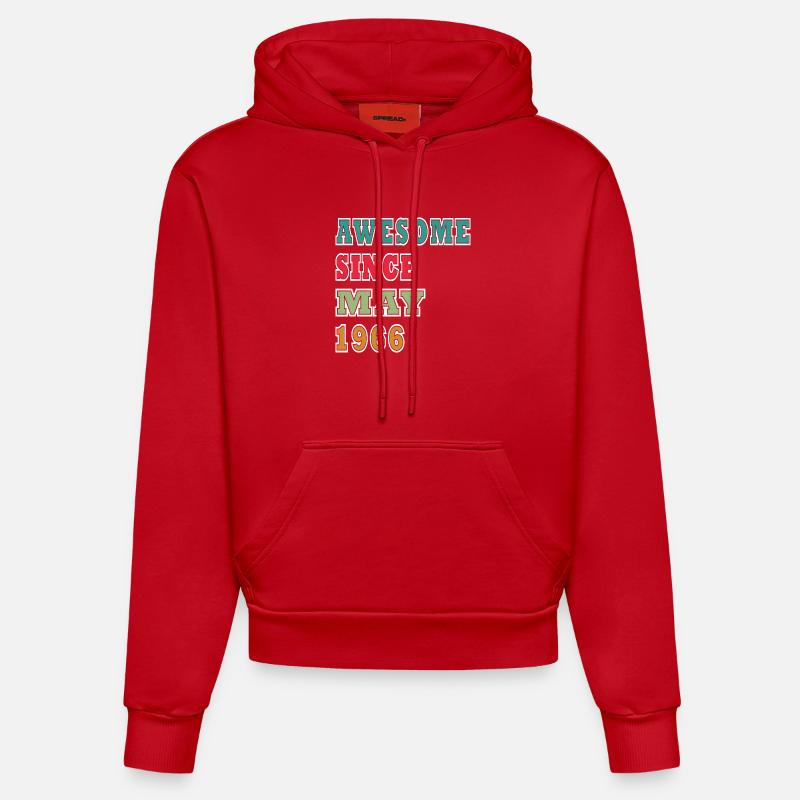 Mai 1966 - Sweat à capuche bio ajusté fabriqué en UE - rouge