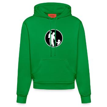 Vater Kind Silhouette Spazieren Familie Papa Liebe - Organic Fitted Hoodie Made in EU - City Green - Vorne