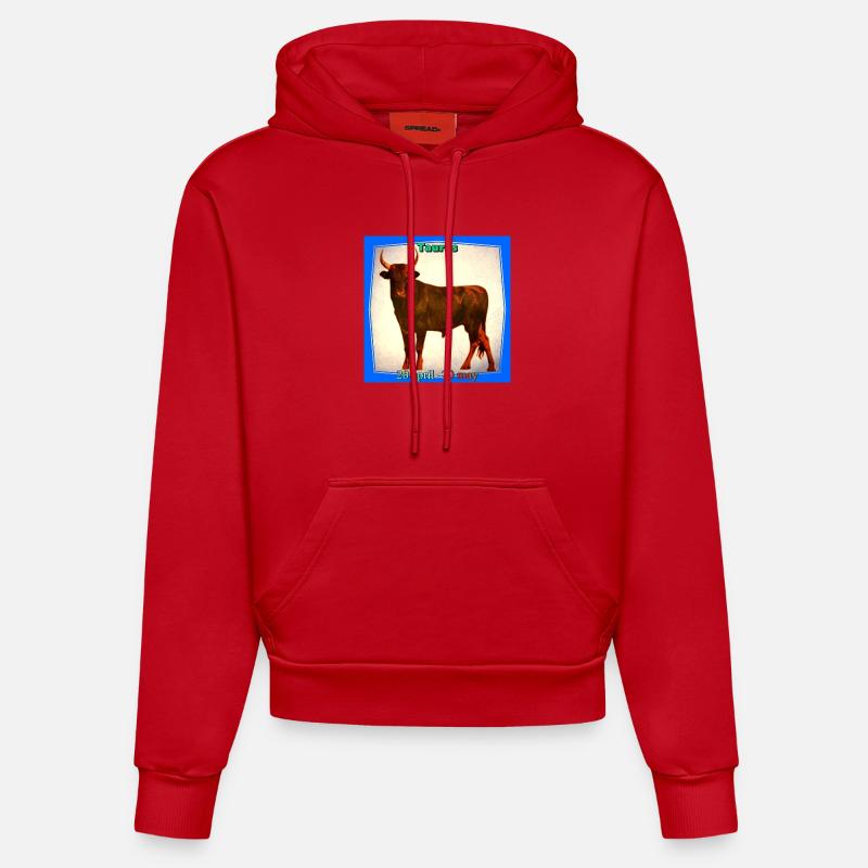 taureau - Sweat à capuche bio ajusté fabriqué en UE - rouge