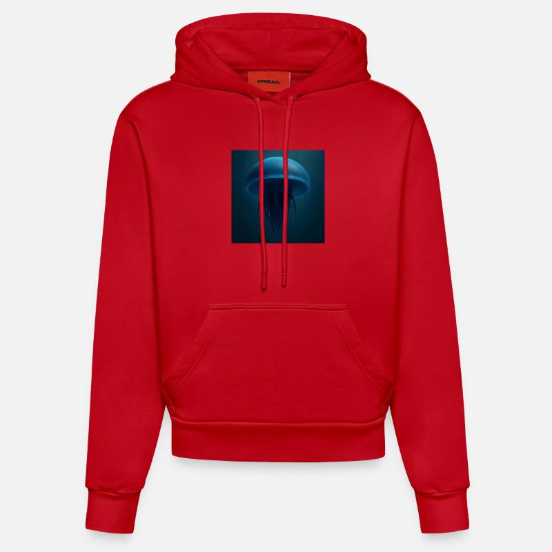 Méduse bleu minuit - Sweat à capuche bio ajusté fabriqué en UE - rouge