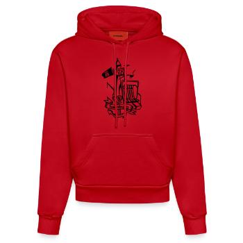 Hamburg - Organic Fitted Hoodie Made in EU - red - Front