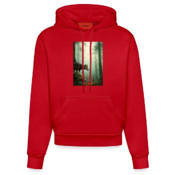 Wolf im Wald - Organic Fitted Hoodie Made in EU - Rot - Vorne
