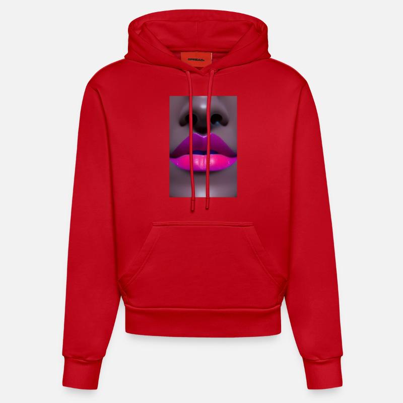 Embrasser la bouche - Sweat à capuche bio ajusté fabriqué en UE - rouge