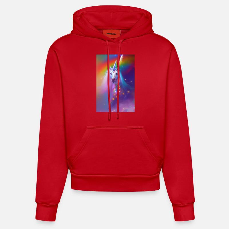 Licorne - Sweat à capuche bio ajusté fabriqué en UE - rouge