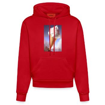 Ice cream - Organic Fitted Hoodie Made in EU - red - Front