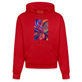 Abstrakte Kunst - Organic Fitted Hoodie Made in EU - Rot - Vorne