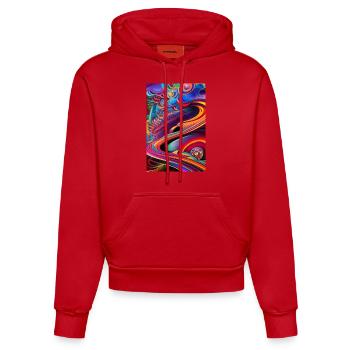 Abstrakte Kunst - Organic Fitted Hoodie Made in EU - Rot - Vorne