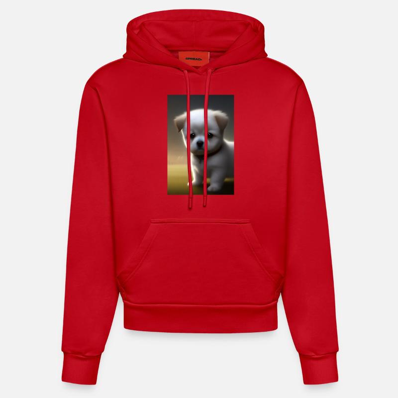 Bébé chien - Sweat à capuche bio ajusté fabriqué en UE - rouge