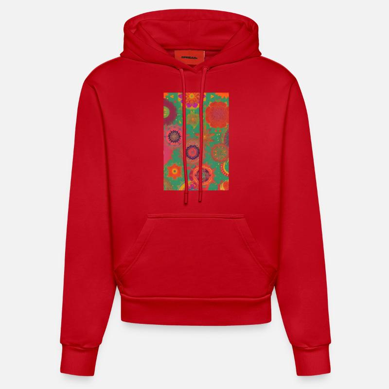 Retro Muster - Organic Fitted Hoodie Made in EU - Rot