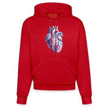 Stylized Human Heart - Organic Fitted Hoodie Made in EU - red - Front