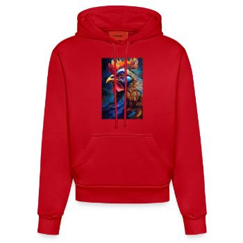 A Colorful Chicken Portrait 1 - Organic Fitted Hoodie Made in EU - red - Front