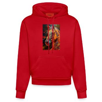 Ein Portrait von einem Pferd 3 - Organic Fitted Hoodie Made in EU - Rot - Vorne