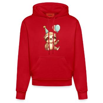 Faultier Geburtstag Baby - Organic Fitted Hoodie Made in EU - Rot - Vorne