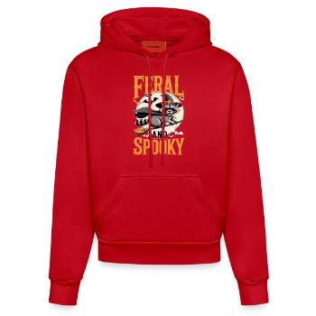 Niedlicher Waschbär als Hexe Feral and Spooky - Organic Fitted Hoodie Made in EU - Rot - Vorne