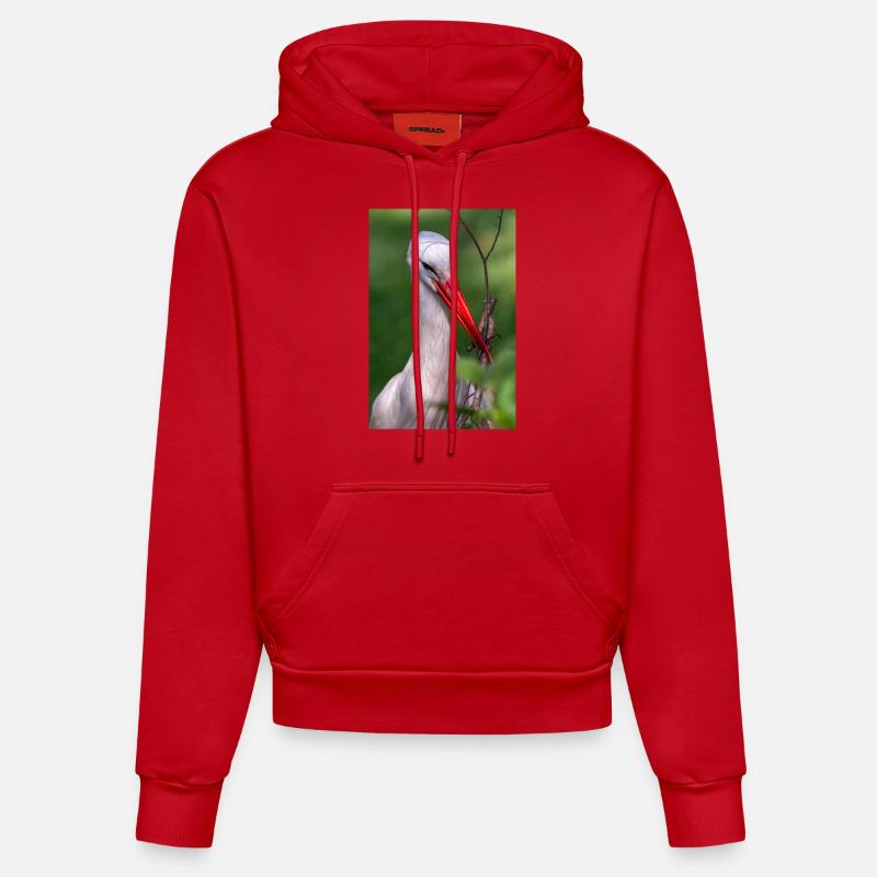 Weißstorch oder Klapperstorch - Organic Fitted Hoodie Made in EU - Rot
