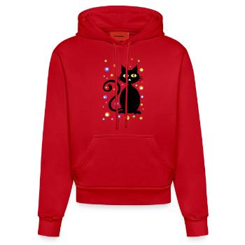 Chat - Sweat à capuche bio ajusté fabriqué en UE - rouge - Devant