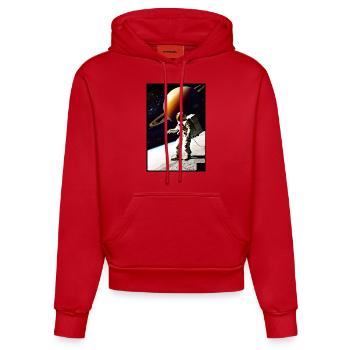 astronaut schwebend orange - Organic Fitted Hoodie Made in EU - Rot - Vorne