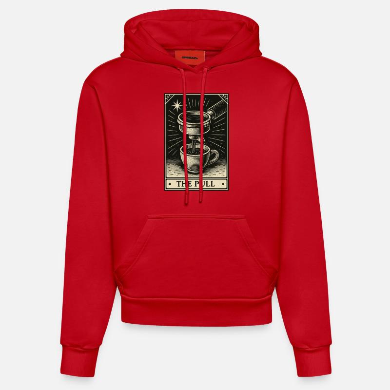 Tarot pour les amateurs de café – The Pull - Sweat à capuche bio ajusté fabriqué en UE - rouge