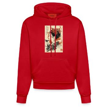 Floral Geisha Ink Art - Organic Fitted Hoodie Made in EU - red - Front