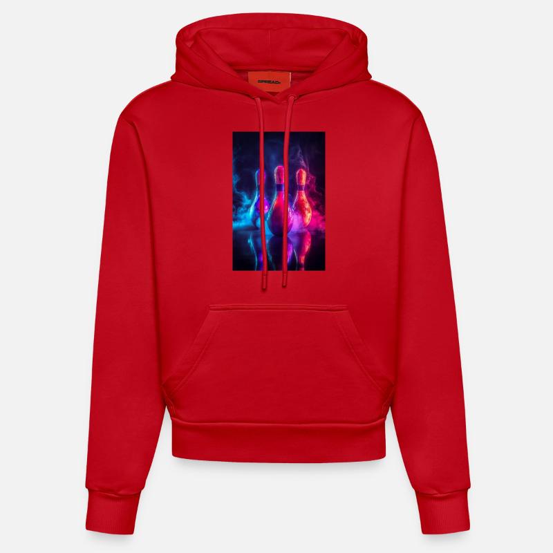 Quilles de bowling Neon Glow - Sweat à capuche bio ajusté fabriqué en UE - rouge
