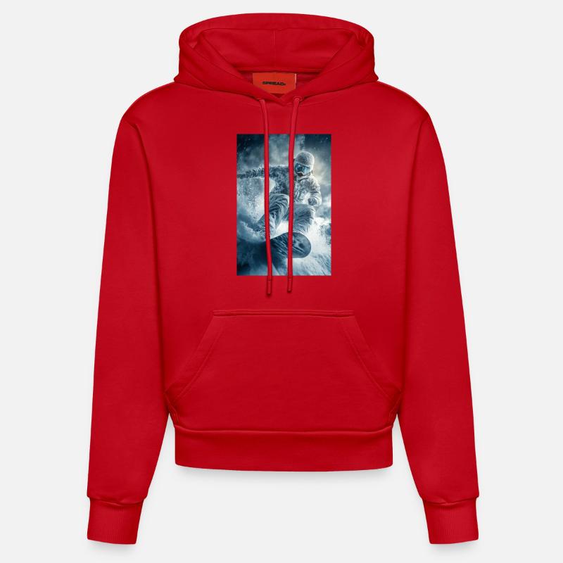 Frozen Thrill Snowboarder - Sweat à capuche bio ajusté fabriqué en UE - rouge